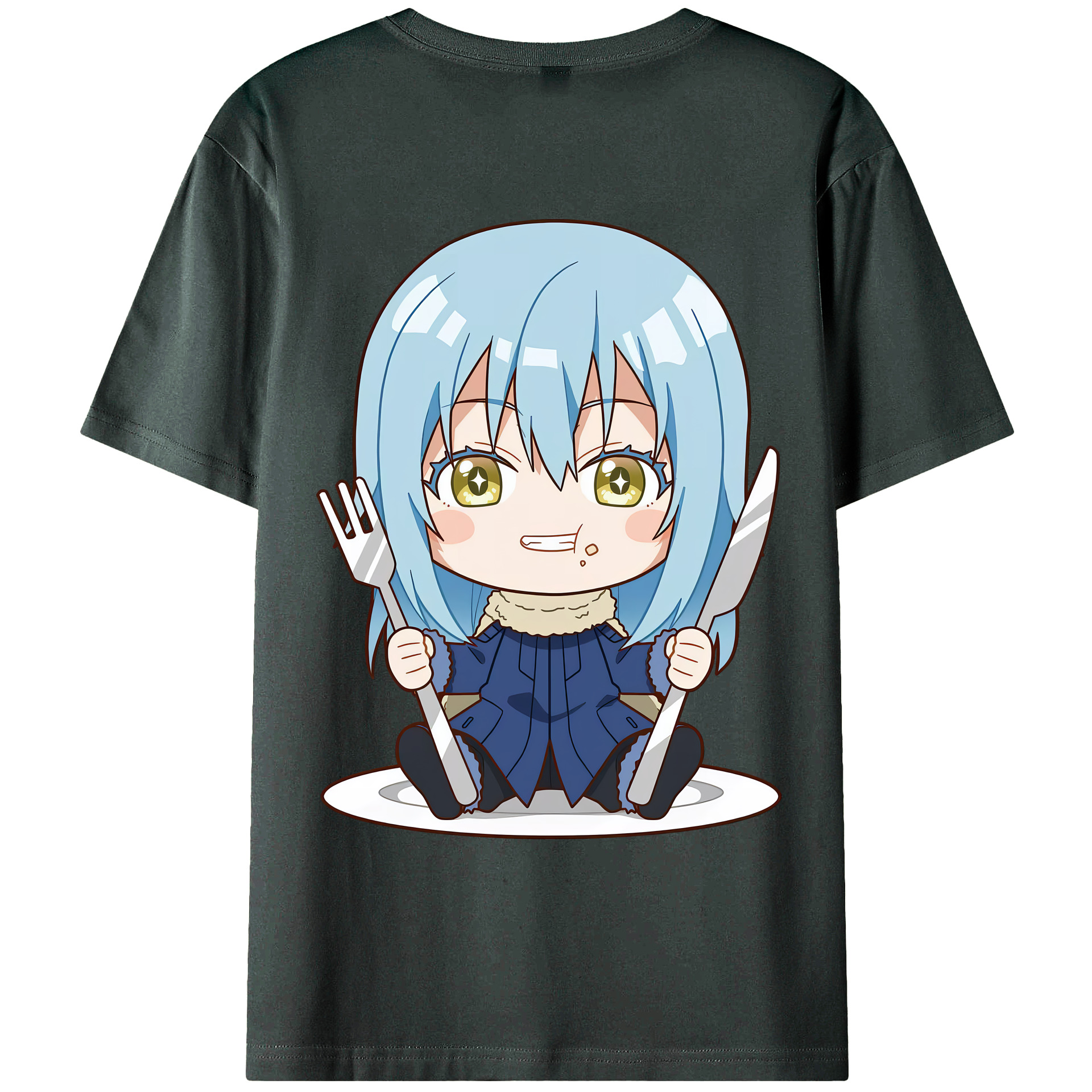（画像用） 転スラ Regarding Reincarnated to Slime 綿100％ メンズ半袖Tシャツ（バックプリント） 通気性